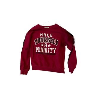 Wound Up Make Yourself a Priority Red Sweatshirt Girls L